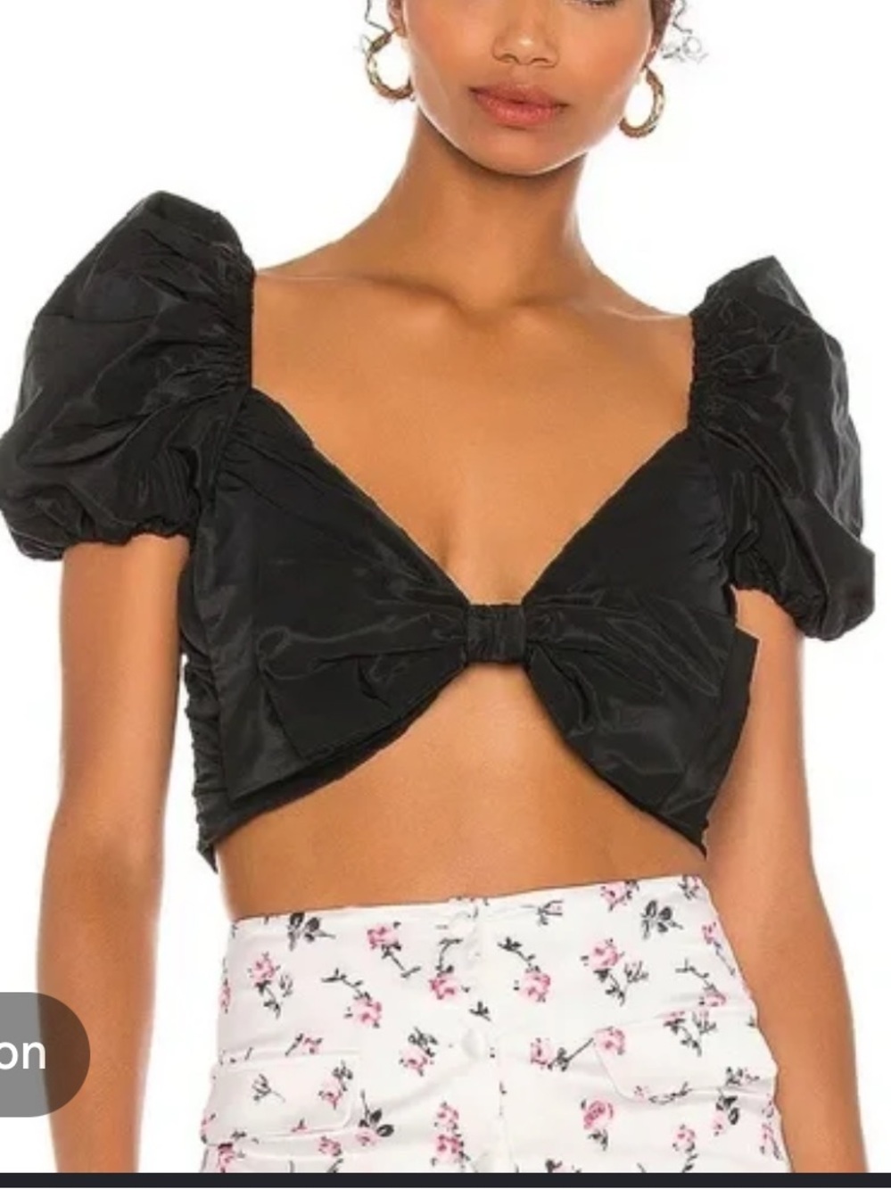 Brognano Black Bow Crop Top Size 40